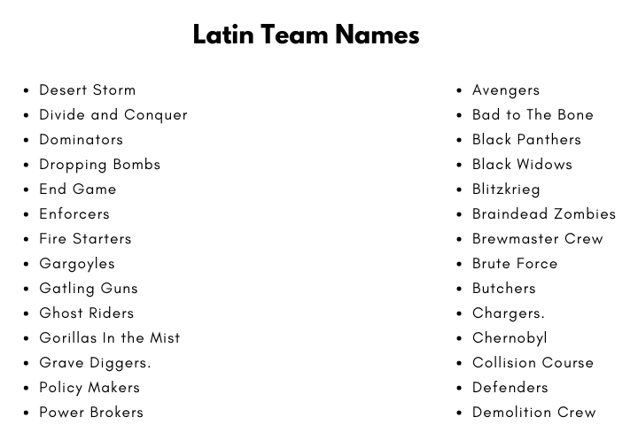 Latin Team Names