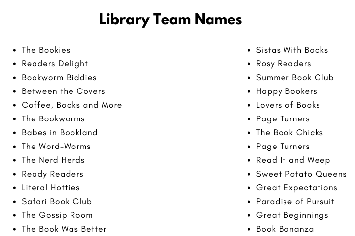 Library Team Names