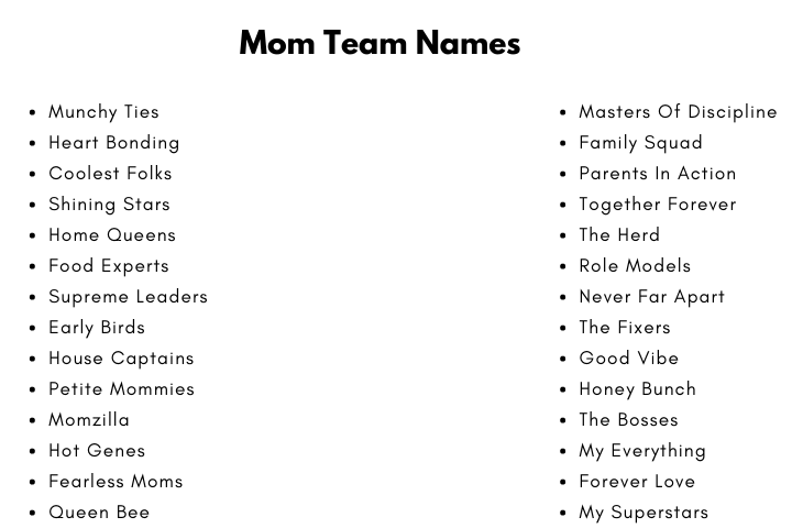 Mom Team Names