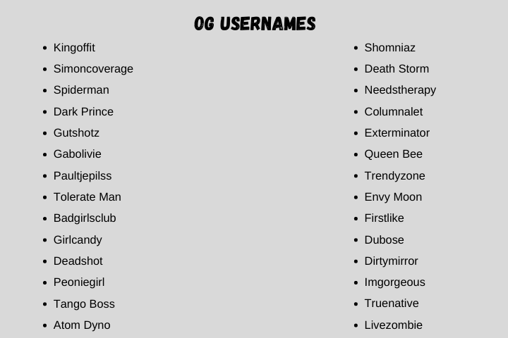 OG Usernames