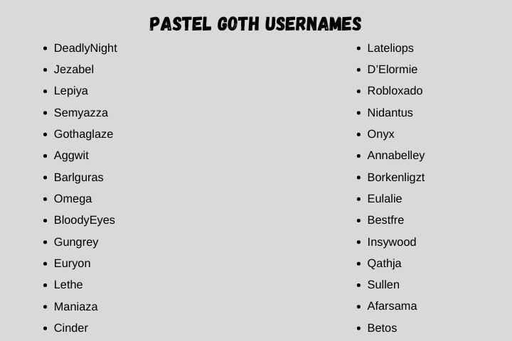 pastel goth usernames