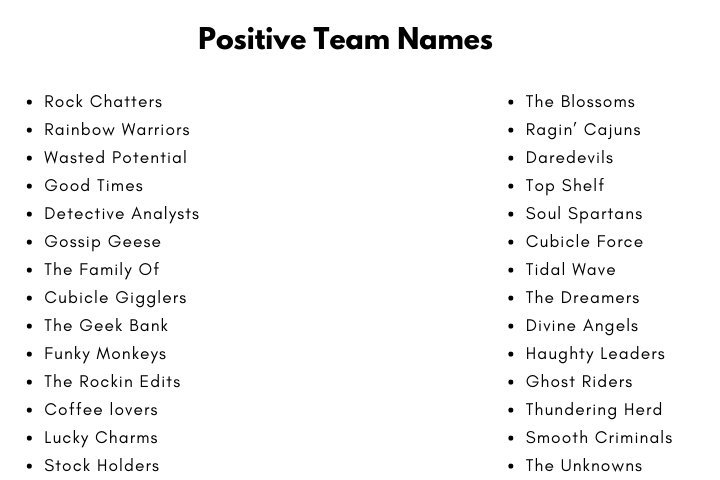 Positive Team Names