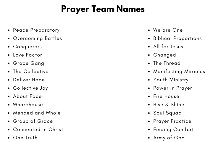 Prayer Team Names