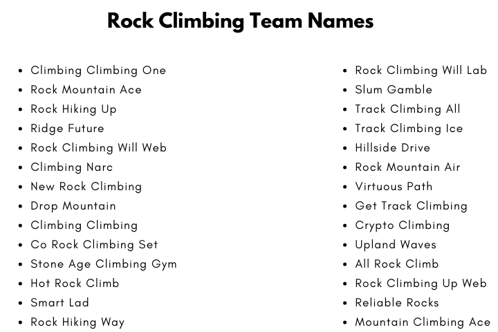 Rock Climbing Team Names