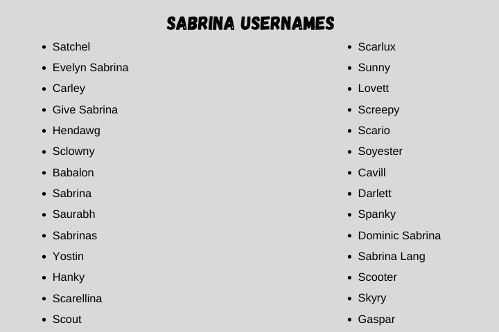 Sabrina Usernames