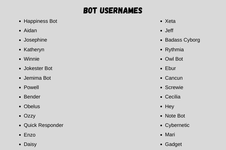 bot usernames