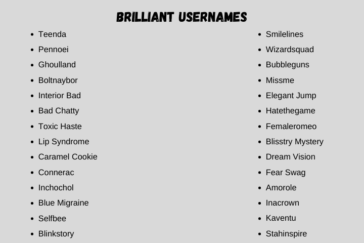 brilliant usernames