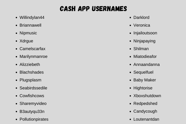 cash app Usernames