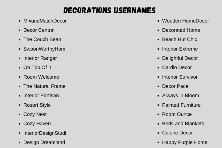 decorations usernames