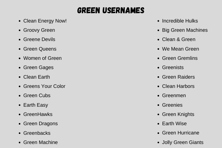 green usernames