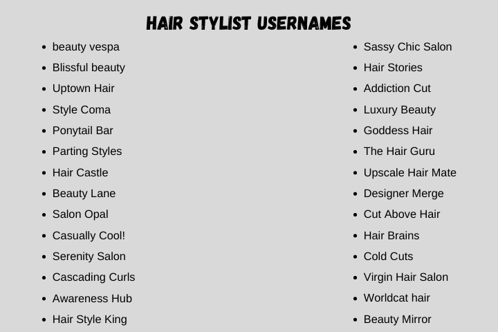 hair stylist usernames