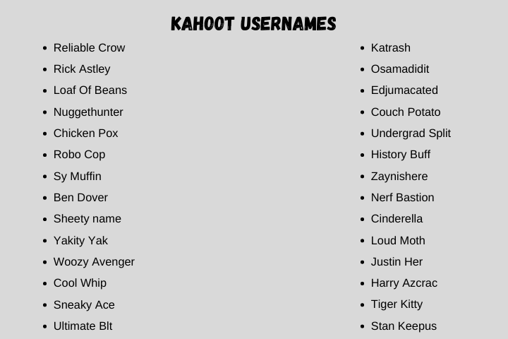 kahoot usernames