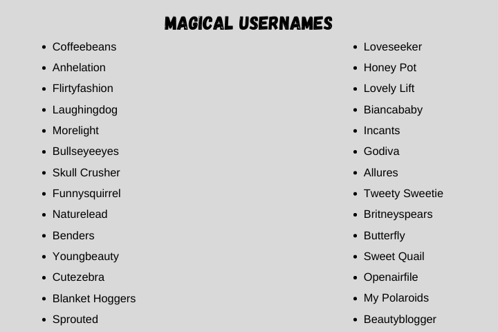 magical usernames