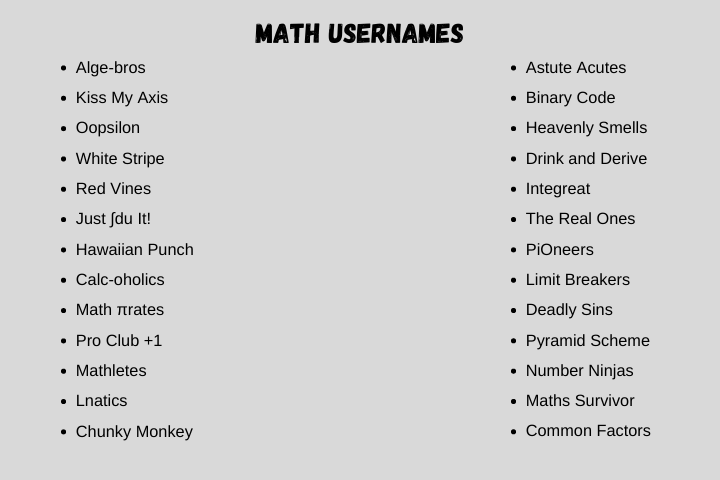 math usernames