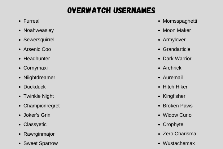 overwatch usernames