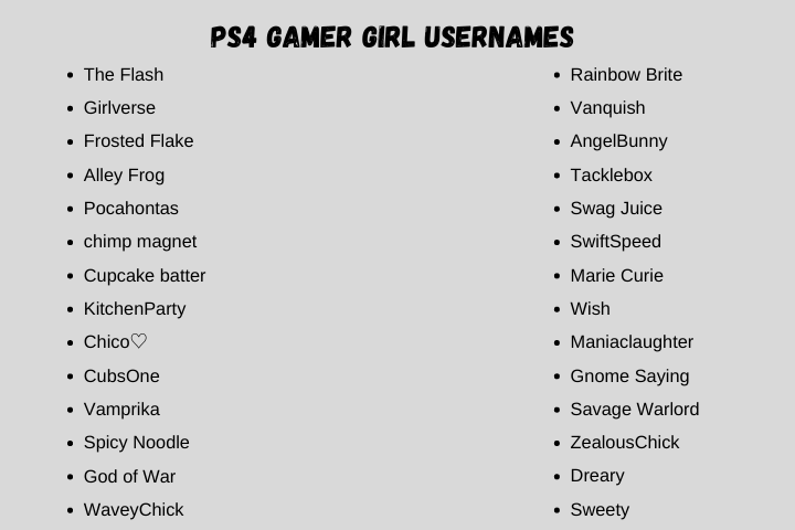 ps4 gamer girl usernames