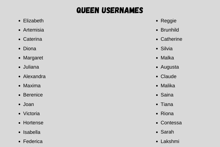 queen usernames