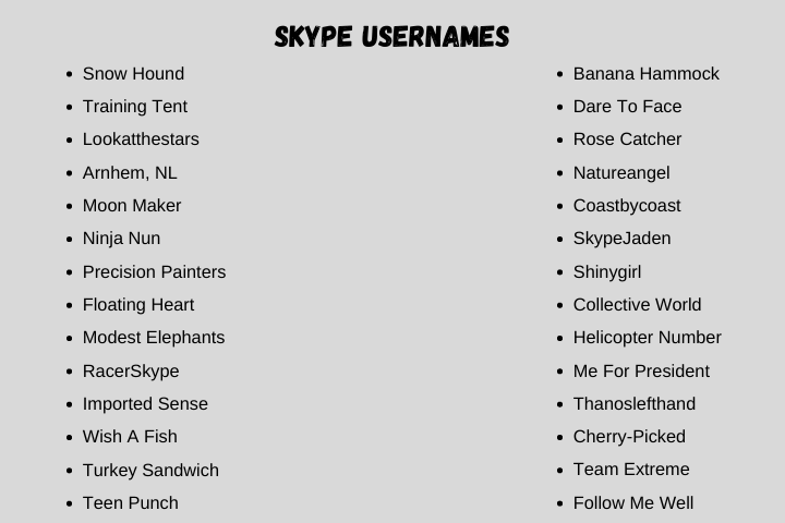 skype usernames
