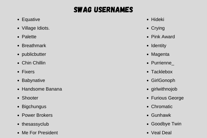 swag usernames