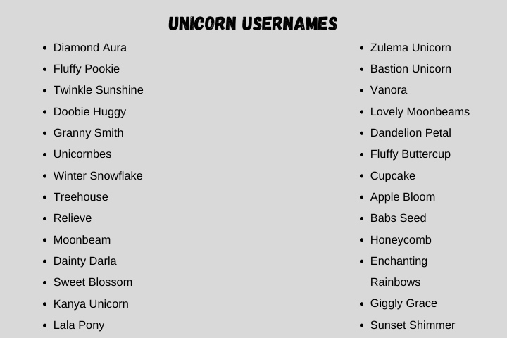 unicorn usernames
