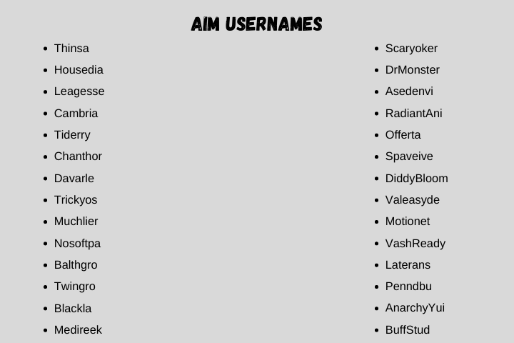 Aim Usernames