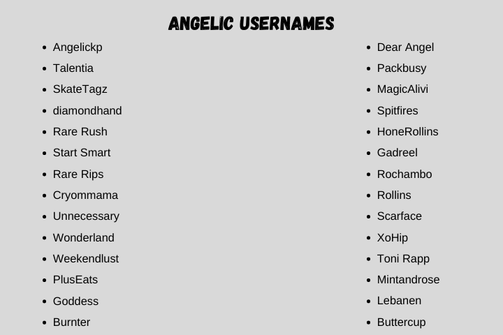 Angelic Usernames