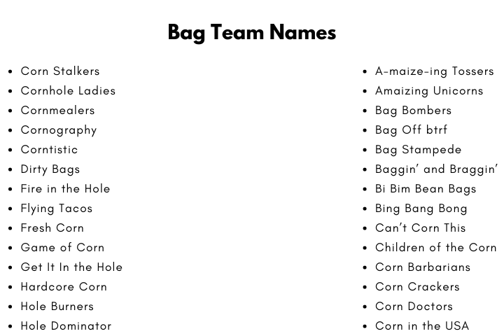 Bag Team Names