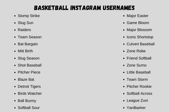 Basketball Instagram usernames