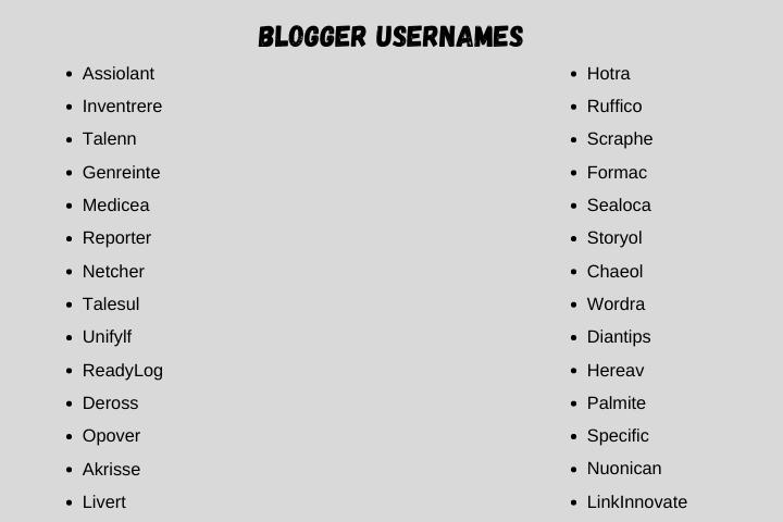 Blogger Usernames