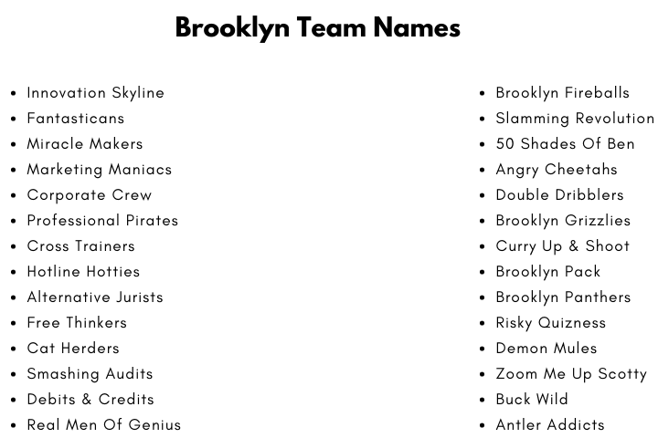 Brooklyn Team Names
