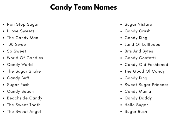 Candy Team Names