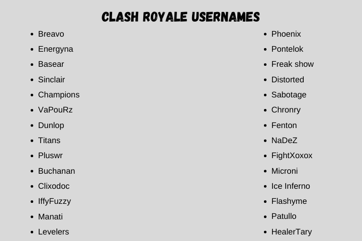 Clash Royale Usernames