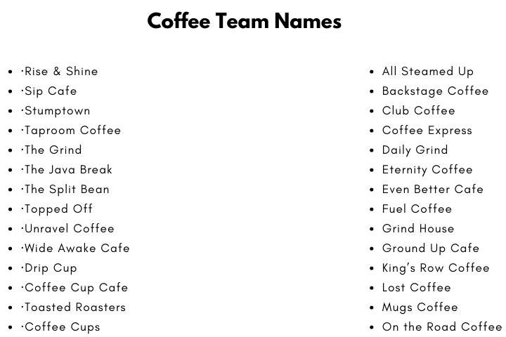 Coffee Team Names