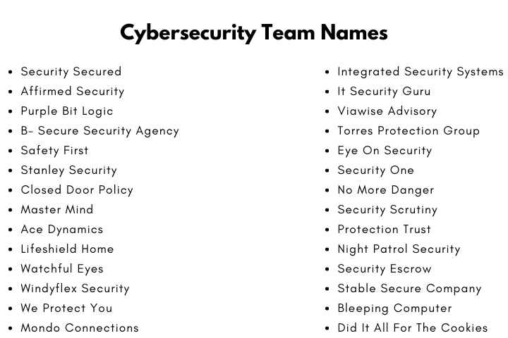 Cybersecurity Team Names