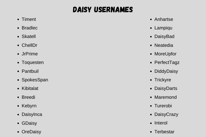 Daisy Usernames