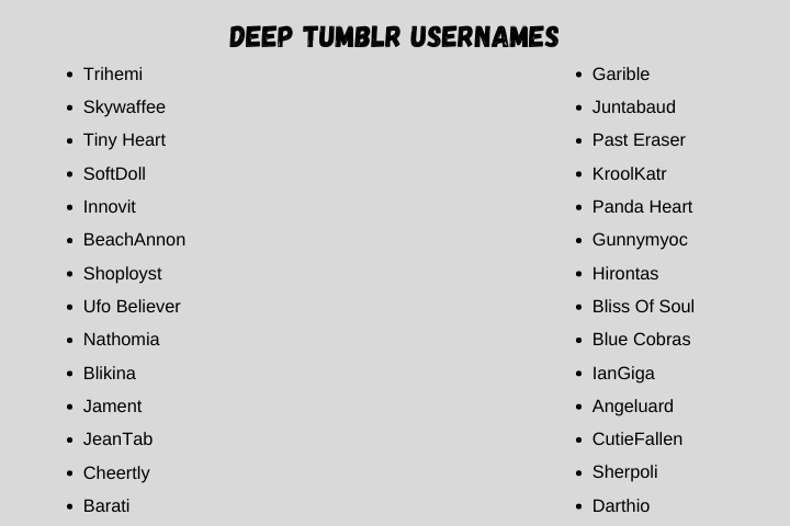 Deep Tumblr Usernames