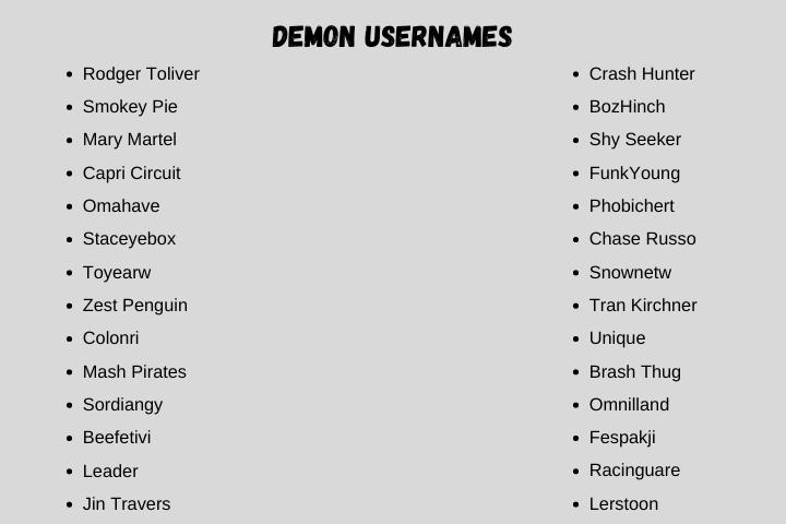 260 Most Interesting Demon Usernames Ideas for you