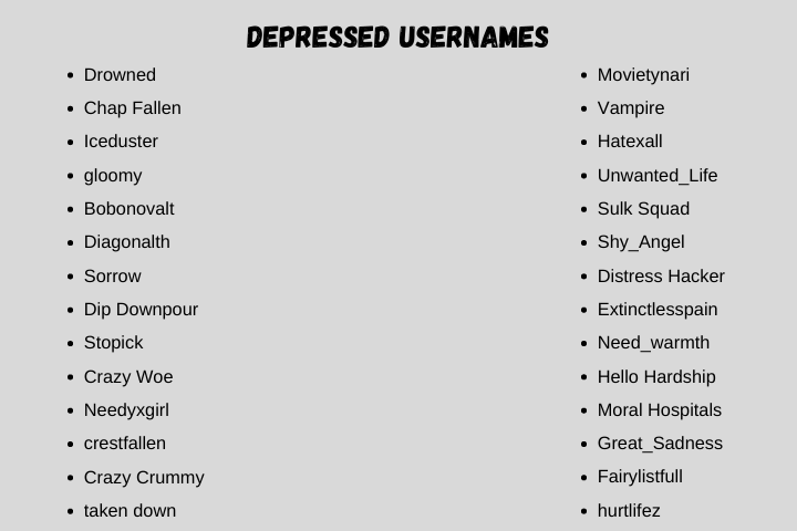 Depressed Usernames