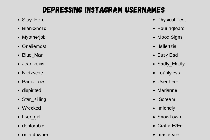 Depressing Instagram Usernames
