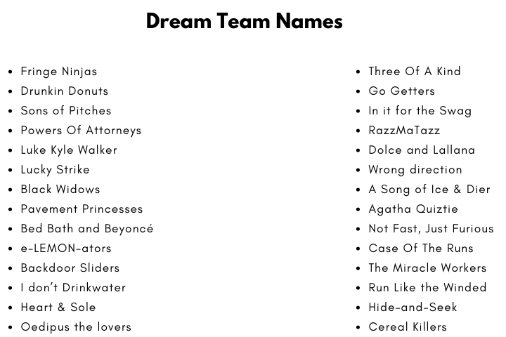 Dream Team Names