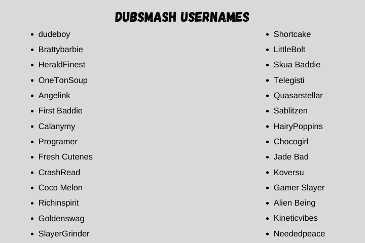 Dubsmash usernames