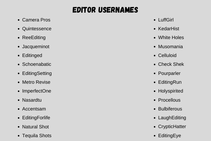 Editor Usernames