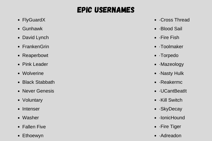 Epic usernames