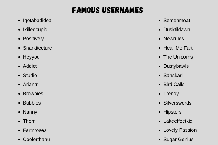 Famous Usernames