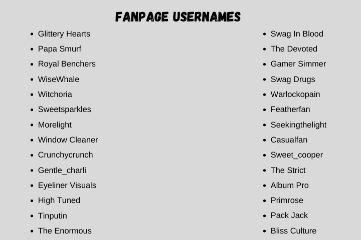 Fanpage Usernames