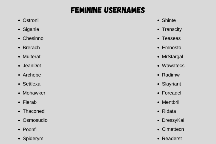 Feminine Usernames 