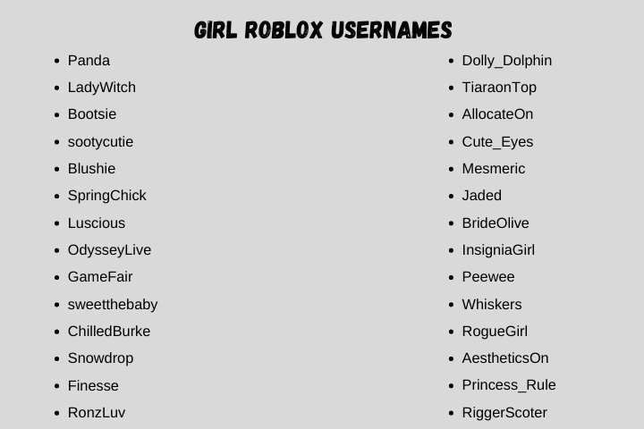 Girl Roblox usernames