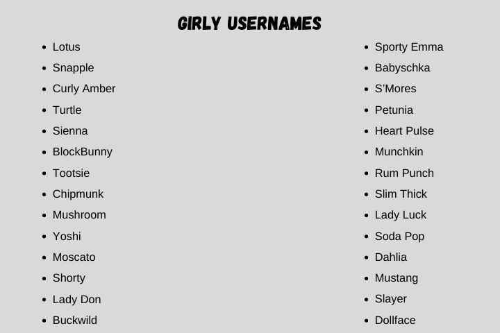 Girly usernames