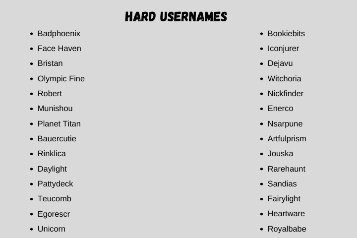Hard Usernames