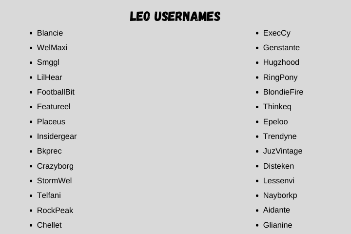 Leo Usernames